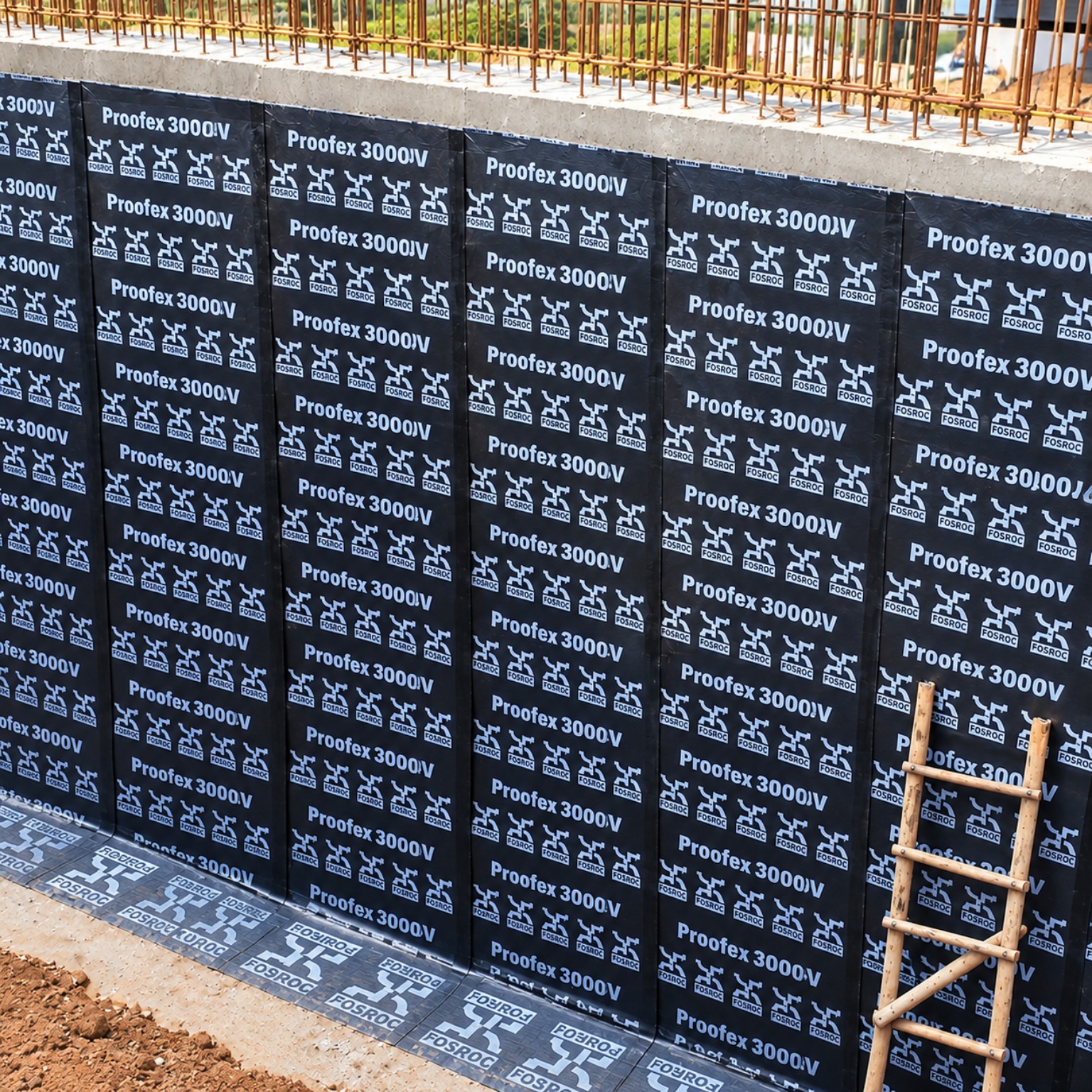 FOSROC Proofex 3000 membrane on foundation wall