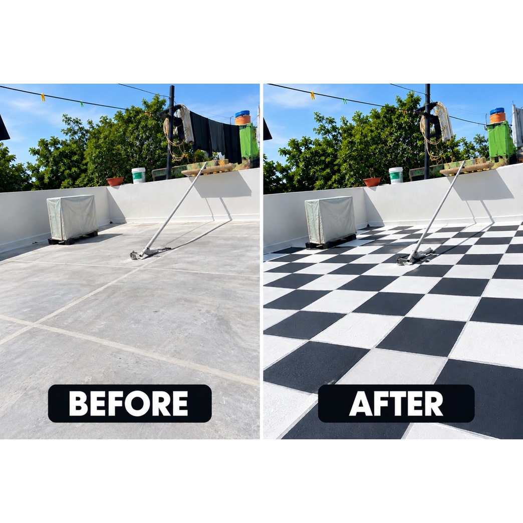 Roof surface comparison before and after treatment