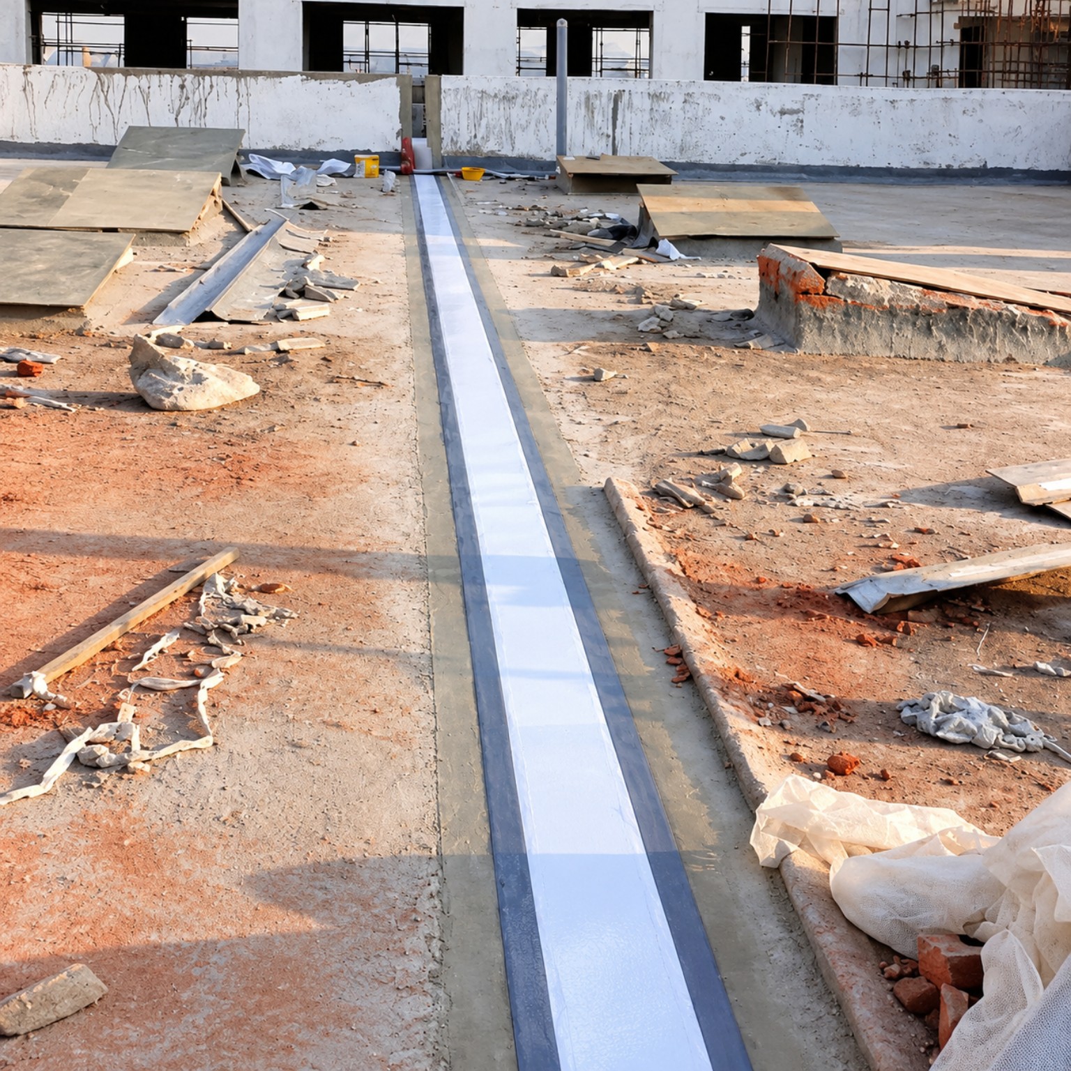 Waterproofing treatment along a roof joint